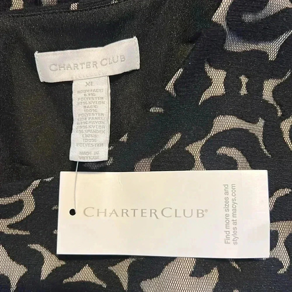NWT Charter Club Winter Elegance Deep Black Midi Fit & Flare Dress - Picture 3 of 5